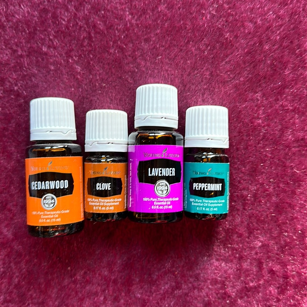 4 new young living essential oils 15 ml cedarwood lavender 5ml peppermint clove